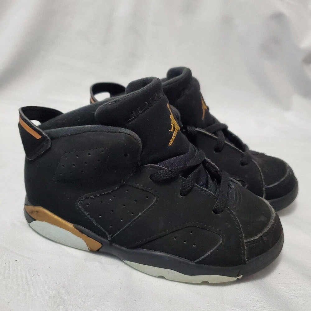 Nike Air Jordan 6 Retro DMP (PS) Shoe Black Gold CT4965-007 Size 10C
